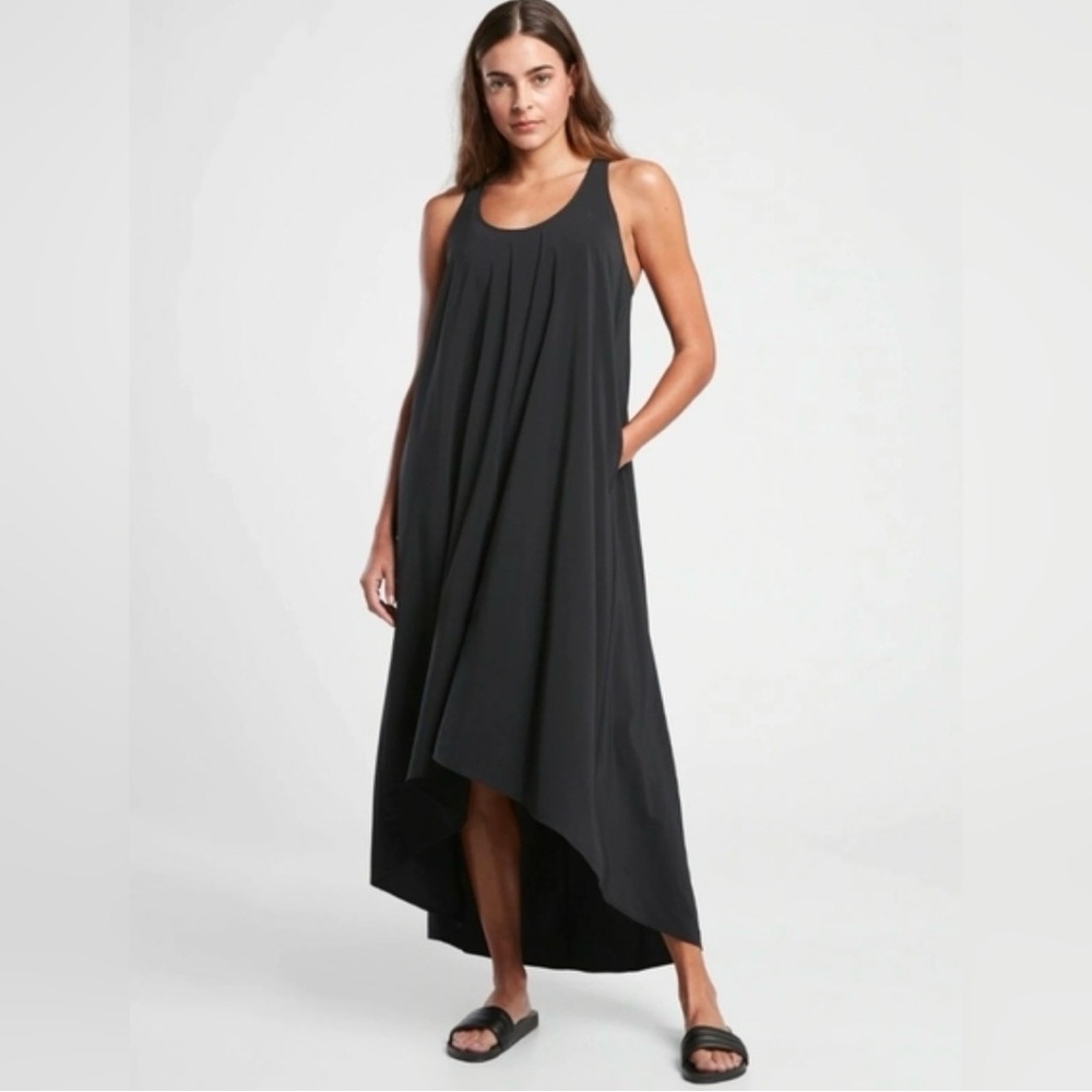 Athleta Black Presidio Traveler Hi-Lo Maxi Dress- Size Medium